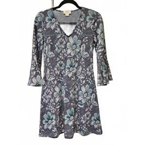 Anthropologie Maeve Rayon Stretch Polyester Dress Size XS  Floral 3/4 Sleeves